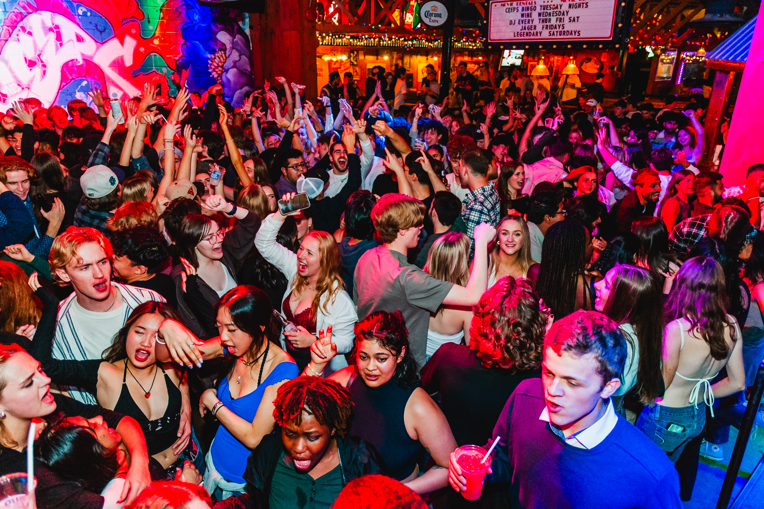 Top-view of people dancing on the dance floor